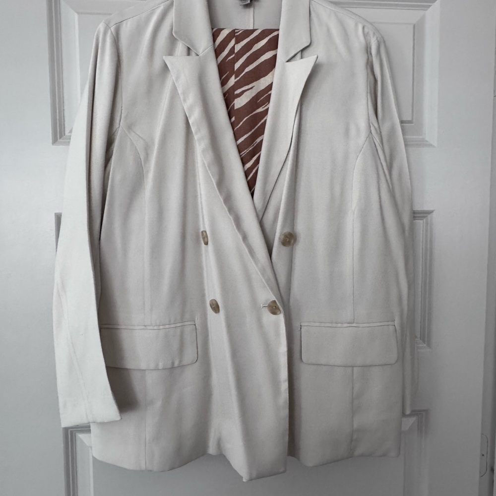 a new day Women's Double-Breasted Cream Blazer